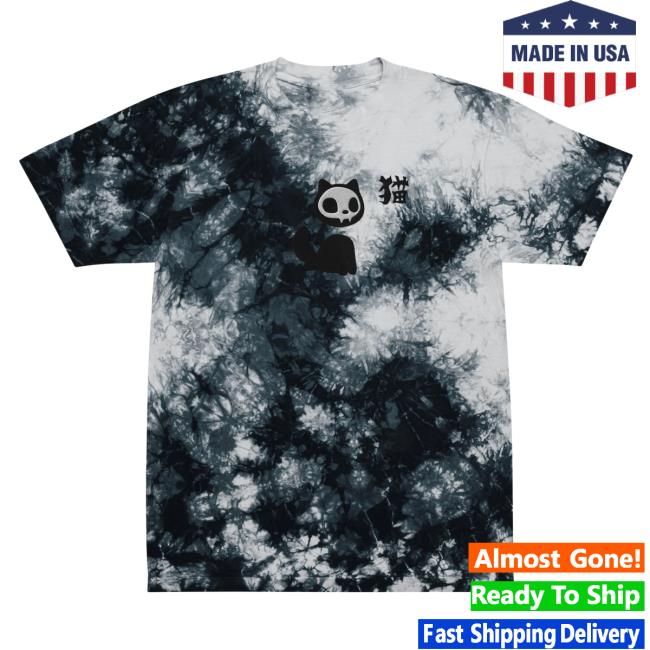 Yujin Clothing Skull Cat Tie Dye Top Shirt Black / White Tie-Dye
